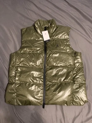 Nike Air Jordan Flight Therma-Fit Down Puffer Vest Olive Mens XXL FV7273-222 - Image 1 of 4