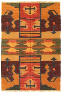 Vintage Hand Woven Turkish Carpet 4'0" x 6'0" Traditional Wool Kilim Rug - Picture 1 of 9