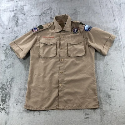 Camisa Boy Scouts Of America Juvenil X-Grande Uniforme Tostado Mangas Cortas Parches Foto 1 de 4