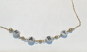 New 14K Gold NAME w/Beads Necklace in Assorted Lengths - Picture 1 of 1
