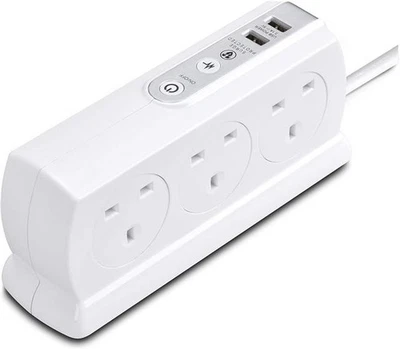 Masterplug 2 USB Ports 6 Socket Switched Surge 2M Protected Extension Lead - Image 1 of 4