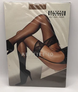 Wolford Affaire 10 Caramel Stockings Size Large Caramel - Picture 1 of 10