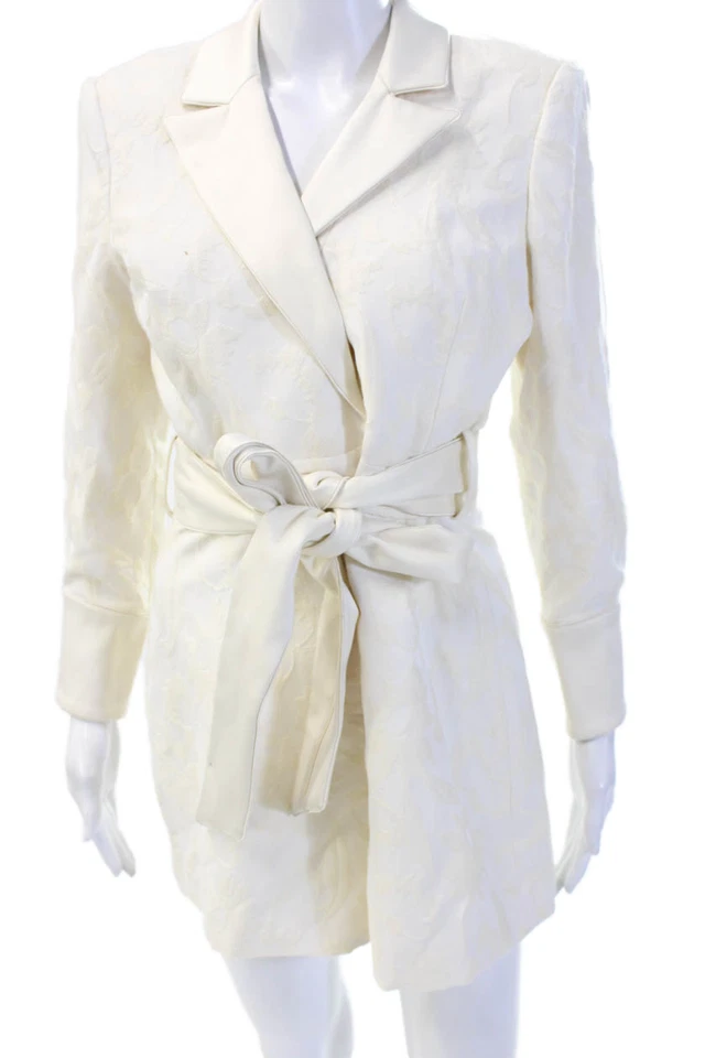 Alexis 女式连身裤 V 领长袖白色纯色 100% 聚酯纤维 L 码 — 第 1/4 张图片