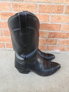 Vintage Wrangler Cowboystiefel Herren 10.5EE Schwarz Leder Western Made In USA - Bild 1 von 14