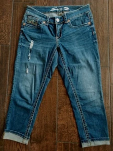 Jeans blau Denim Distressed Metro ultrahoher Bund dünnes Bein Kleidung Damen 10  - Bild 1 von 15