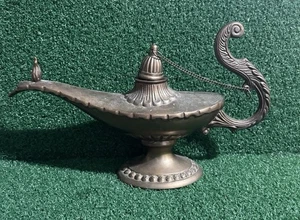 Vintage Brass Genie Lamp Aladdin Style Incense Burner Made in India Decor - Picture 1 of 9