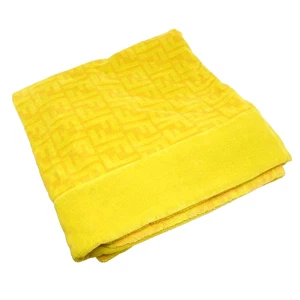 FENDI Bath Towel Cotton Monogram 96×176cm Zucca Pattern Striped Yellow No Box - Picture 1 of 4