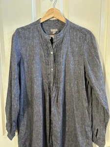 J. Jill Women's Linen/Viscose Button Down Midi Shirt Dress Gray Casual Everyday - Picture 1 of 9