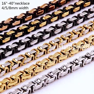 16 ~ 40" 4/5/8mm Moda Acero Inoxidable Hombres Mujeres Caja Bizantina Collar de Cadena - Imagen 1 de 7