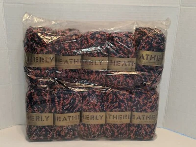 Lot of (10) NWT Heatherly Dark Blue/Pink Yarn Italy 50g - 55yds. Each #12 *NEW* - Изображение 1 из 4