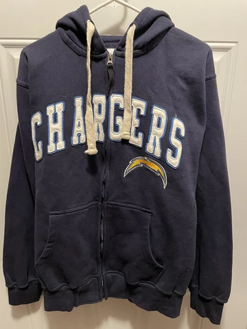 NFL Los Angeles Chargers Hoodie Full Zip Sweatshirt Mens Size L Navy Blue Stitch Cover