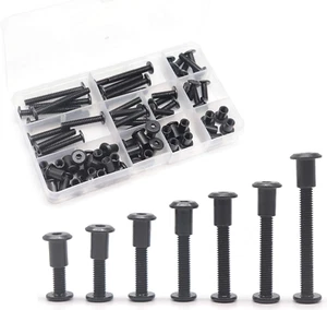 Black M6 Hex Drive Socket Cap Bolts Kit 35set Allen Head Countsunk Furniture Cri - Picture 1 of 12