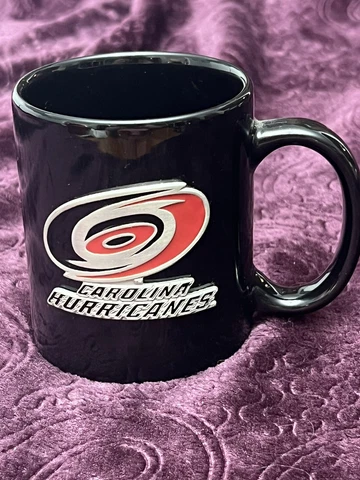 Carolina Hurricanes Black Coffee Mug w/Metal Hurricanes Logo Cover
