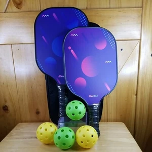 Napasa Pickleball Paddle Set, 2 Paddles/Rackets, 4 Pickleballs, Case, Extra Wrap - Picture 1 of 8