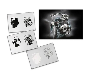 AS-118 skull step by step stencil template acrylic airbrush spray wall paint - Picture 1 of 1