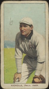 1909 T206 SIMON NICHOLLS POOR PIEDMONT 150 HANDS ON KNEES PHILADELPHIA ATHLETICS