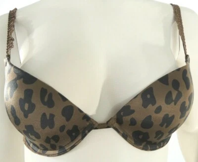 Sujetador Pushup Aerie Talla 34B Marrón Estampado Leopardo Encaje Con Aros Foto 1 de 4