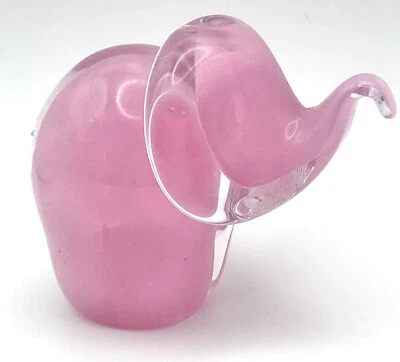 Rare English Vintage Pink Baby Elephant Lead Crystal Paperweight - image 1 of 4