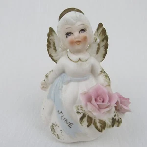 Vintage June Figurine Roses Birthday Angel Month KW3332 - Picture 1 of 15
