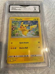PIKACHU 2019 POKEMON SUN & MOON HIDDEN FATES # 19 GRADED 9 L@@@K - Picture 1 of 2
