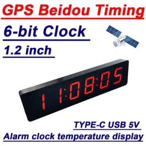 1.2" 6-bit Clock LED Digital Electronic Clock W Second Display TIME Alarm Clock - Picture 1 of 10