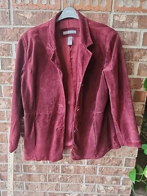 Chaqueta Jessica Holbrook roja %100 cuero abotonada talla XL excelente estado Foto 1 de 3