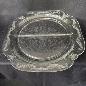 Beau Indiana Depression Glass Madrid Style Recollection Divided Clear Plate 10” - Picture 1 of 3