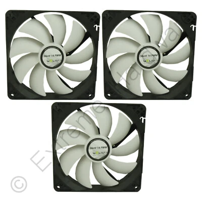 3 x Pack Gelid Solutions Silent 14 PWM 140mm Case Fans 1200 RPM, 74.5 CFM, 4-Pin - Image 1 of 4