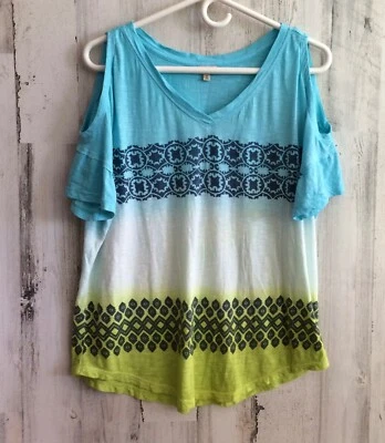 CHIP & PEPPER CALIFORNIA Tie-Dye TOP Bare Shoulders T Shirt Women's Small - Изображение 1 из 4