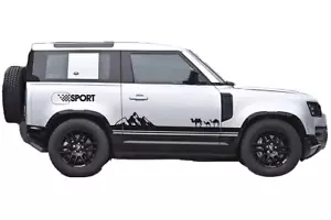 Mountain Stripe Graphics Car Sticker For Land Rover Defender 90 Sport Side Decal - Picture 1 of 5