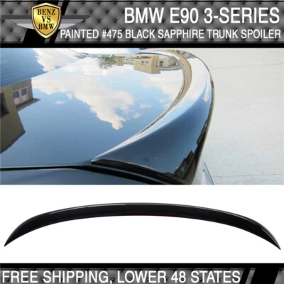 06-11 BMW 3 Series E90 OE #475 Black Sapphire Metallic Painted Trunk Spoiler - Изображение 1 из 3