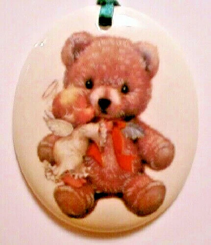 TEDDY BEAR & BABY ANGEL OVAL BASKET TIE ON-NEW-LAST ONE-SHOP STORE UNIQUE ITEMS! Cover