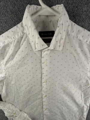 Camisa con botones Massimo Dutti para hombre manga larga algodón naranja azul blanco pequeña Foto 1 de 4