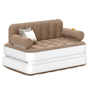 Queen Air Bed Mattress with Built-in Headboard Heavy Duty Inflatable Guest Couch - Picture 1 of 9