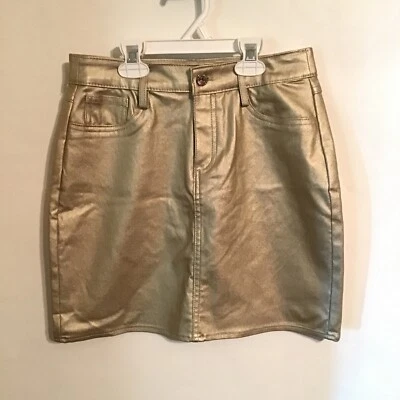 Falda de tiro alto metálica dorada con leche Marc New York Jeans para mujer talla 2 precio de venta sugerido por el fabricante 59,00 USD Foto 1 de 4