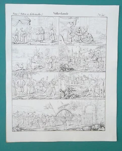 FINNLAND Lappland WItchcraft & India Natives Wedding Dancing - 1828 Antique Print - Bild 1 von 2