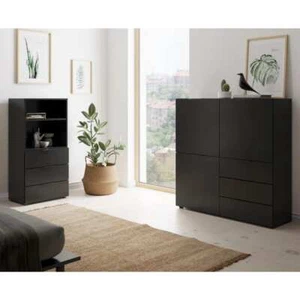 Kommode mit 3 Türen und 3 Schubladen Schwarz Sideboard Schubladenschrank FMD - Bild 1 von 7