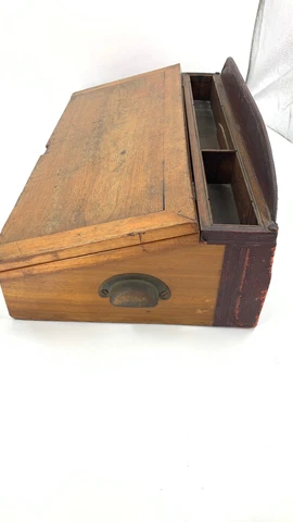 ANTIQUE 19TH CENTURY FOLDING WOOD  CAPTAINS LAP DESK NO KEY,AS IS Cover