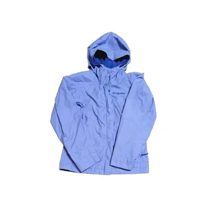 Columbia Hooded Omni-Tech Rain Jacket Girls' SM 7/8 Purple Packable Outdoor - Picture 1 of 3