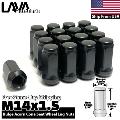 20 черных зажимных гаек 2 дюйма 14x1,5 для Honda Pilot Ridgeline Odyssey Acura MDX RL TL - Изображение 1 из 4