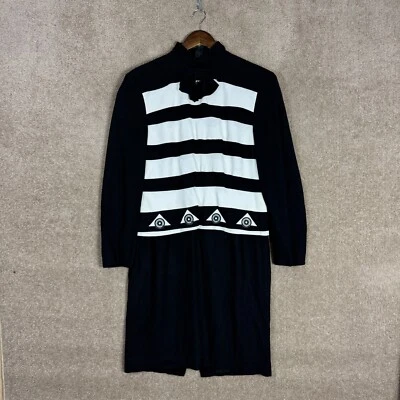 Vestido vintage Louis Feraud para mujer 10 negro/blanco lazo cuello falso crepé manga larga Foto 1 de 4