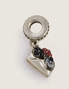 Pandora Sterling Silber Stiefmütterchen Blume Umschlag Emaille Dangle Charm 790787C01 - Bild 1 von 4