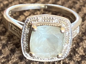 Vintage 14K White Gold Diamond Gemstone Ring 2.6 Grams, Size 4.25 - Picture 1 of 6