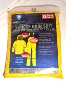 Westchester 3 piece Yellow PVC/Poly Rain Suit Size XL - with Hide-Away Hood - Picture 1 of 2