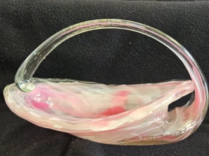 Vintage Art Glass Murano Italy Pink Ruffle Dish Hand Blown - Picture 1 of 6