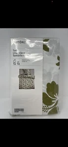 IKEA VARTOREL DORM Twin Duvet Cover + Pillow case 100% Cotton Floral Green/Ivory - Picture 1 of 3
