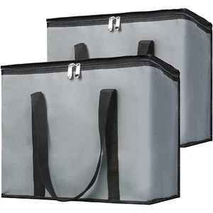 2-Pack Insulated Reusable Grocery Bag w/ Zippered Top, X-Large Frozen Foods Cold - Picture 1 of 2