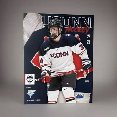 2022 UCONN MEN ICE HOCKEY ROSTER CARD CONNECTICUT HUSKIES ADAM DAWE 12/31 VS LIU - Image 1 of 4