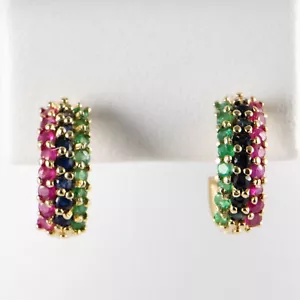 Neu 14K Gelbgold Halbreifen mit Farbe echte Steine - Bild 1 von 13