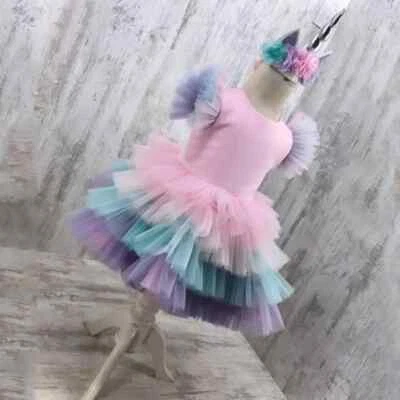 Tiered Tulle Colorful Flower Girl Dresses Baby Puffy Festival Pageant Christmas - Image 1 of 4